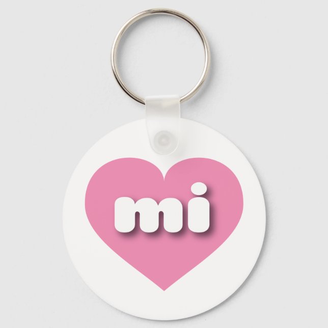 I love Michigan - mi pink heart Keychain (Front)