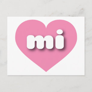 I love Michigan - mi pink heart Postcard