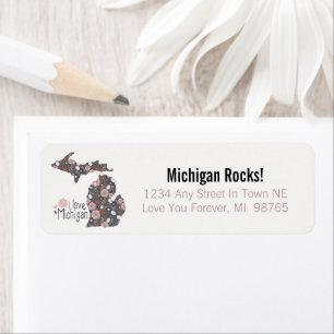I Love Michigan Playful Floral Pink Brown Black Label