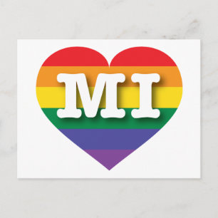 I Love Michigan Rainbow Heart Postcard