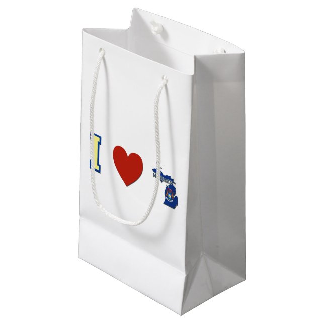I Love Michigan Small Gift Bag (Front Angled)