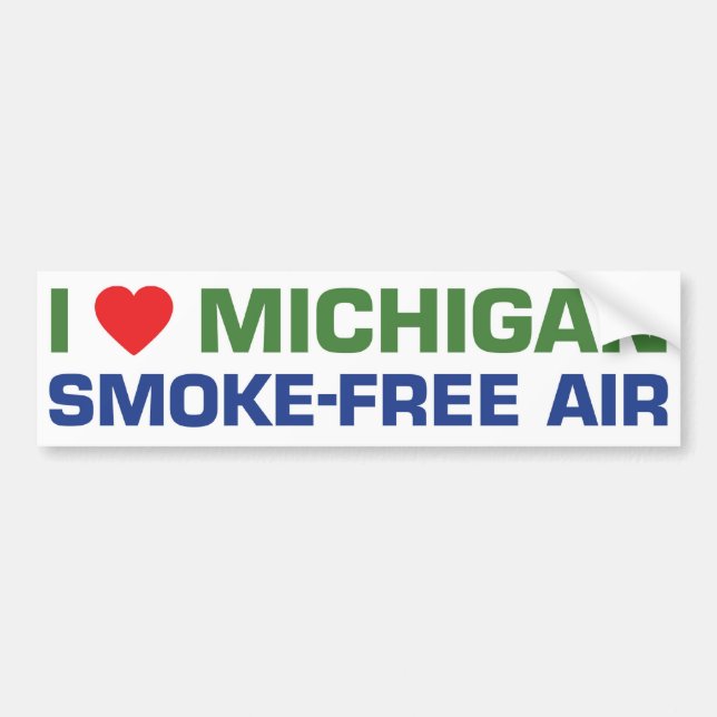 I love Michigan Smoke-Free Air Bumper Sticker (Front)