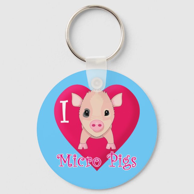 I Love Micro Pigs Keychain (Front)