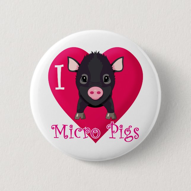 I Love Micro Pigs Pinback Button (Front)