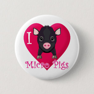 I Love Micro Pigs Pinback Button
