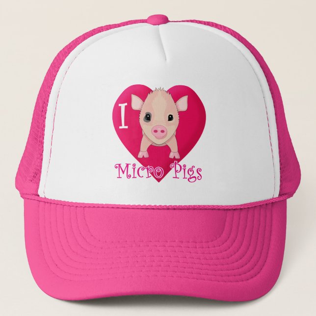 I Love Micro Pigs Trucker Hat (Front)