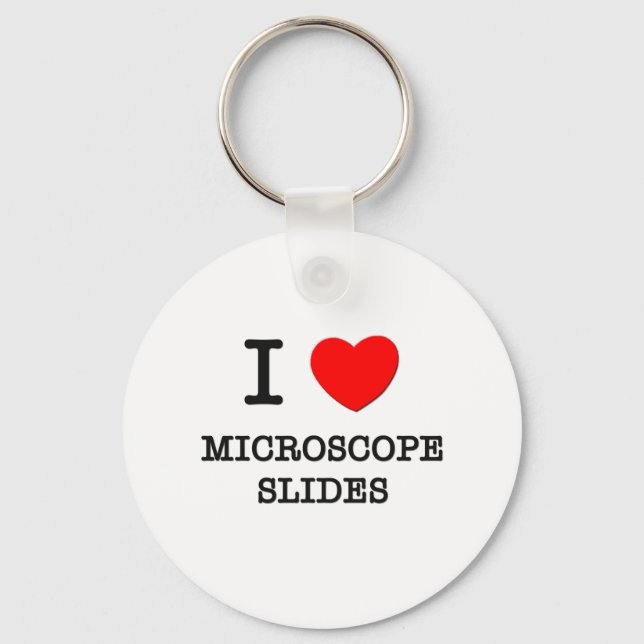 I Love Microscope Slides Keychain (Front)