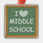 I Love Middle School Metal Ornament