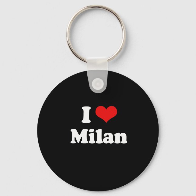 I Love Milan Tshirt White Tshirt Keychain (Front)