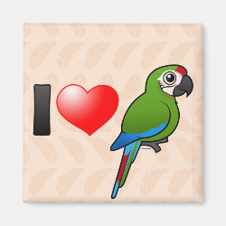 I Love Military Macaws Square Magnet