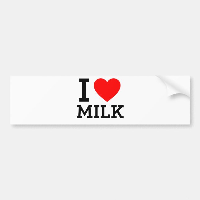 I Love Milk Bumper Sticker (Front)