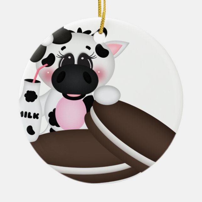 I Love Milk Cow Ceramic Ornament (Front)