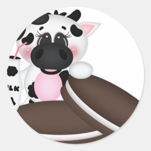 I Love Milk Cow Classic Round Sticker