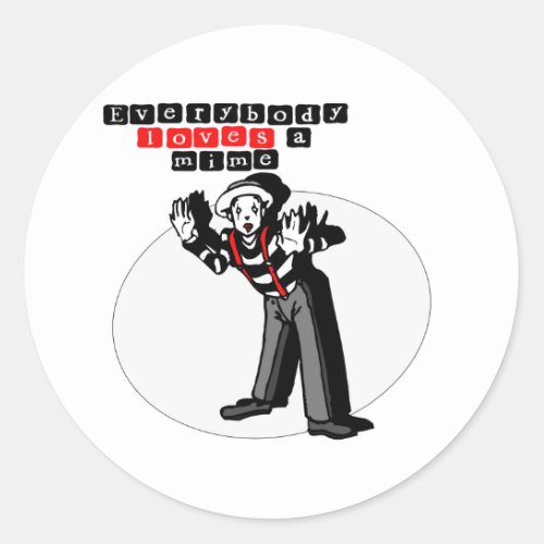 I Love Mimes Classic Round Sticker