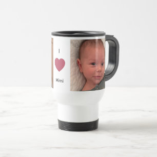 I Love Mimi Grandma Grandpa PaPa Mom Dad Photo Travel Mug