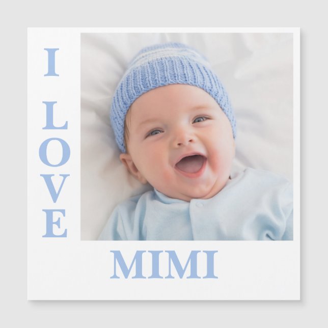 I Love Mimi Typography Photo Magnetic Card (Front)