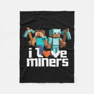 I Love Miners Funny Mining Gamer Xel Ckaxe  Fleece Blanket