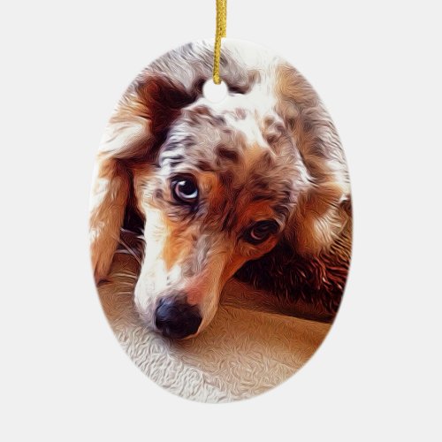 I Love Mini Aussie  Sweet Starr Ceramic Ornament