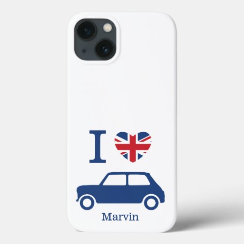 I love Mini Coopers _ Blue _ Personalized iPhone 13 Case