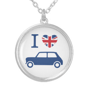 I love Mini Coopers - Blue Silver Plated Necklace