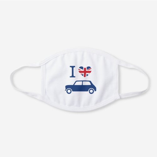 I love Mini Coopers _ Blue White Cotton Face Mask