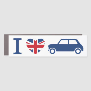 I love Mini Coopers Bumper Sticker - Blue Car Magnet
