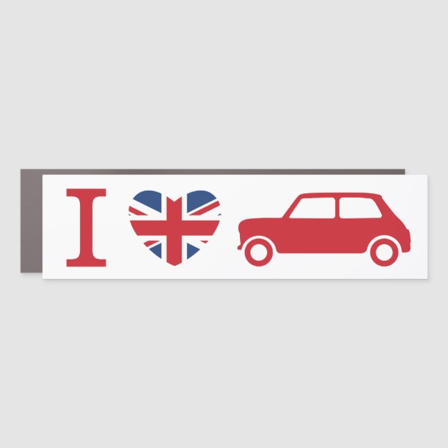 I love Mini Coopers Bumper Sticker - Red Car Magnet (Front)