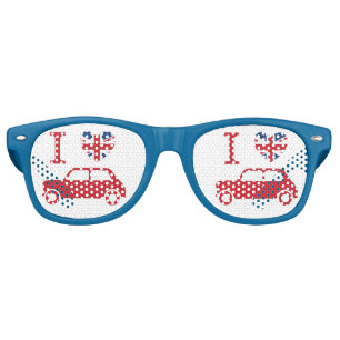 I love Mini Coopers - Red -  Retro Sunglasses