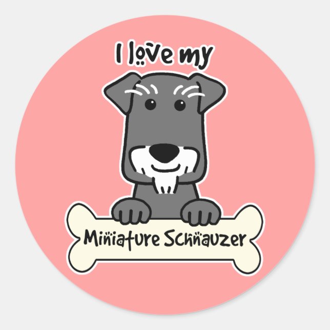 I Love Miniature Schnauzers Classic Round Sticker (Front)