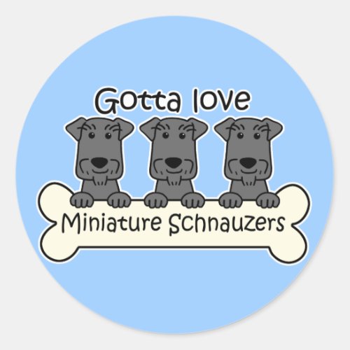 I Love Miniature Schnauzers Classic Round Sticker