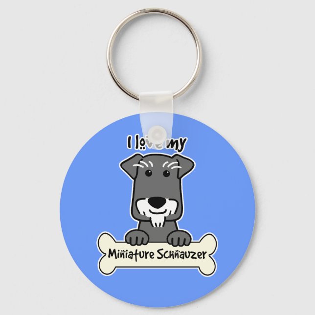 I Love Miniature Schnauzers Keychain (Front)