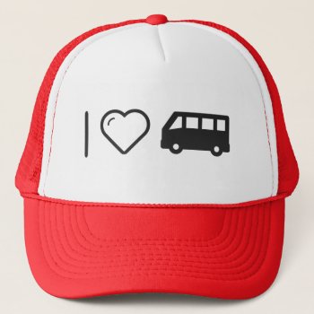 I Love Minibus Trucker Hat by iLoveSuperStore at Zazzle