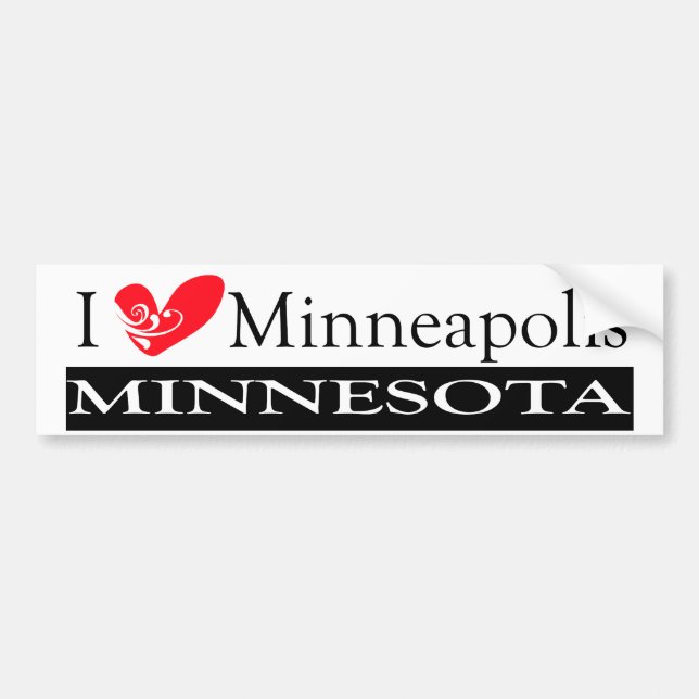 I Love Minneapolis Minnesota Bumper Sticker (Front)