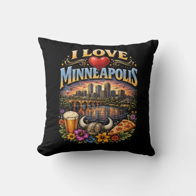 I Love Minneapolis Throw Pillow (Front)