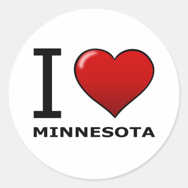 I LOVE MINNESOTA CLASSIC ROUND STICKER (Front)