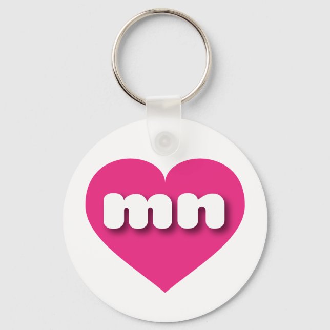 I love Minnesota - mn hot pink heart Keychain (Front)