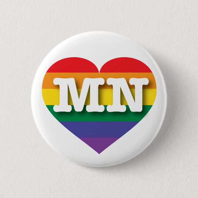 I Love Minnesota Rainbow Heart Button (Front)