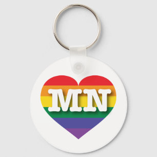 I Love Minnesota Rainbow Heart Keychain