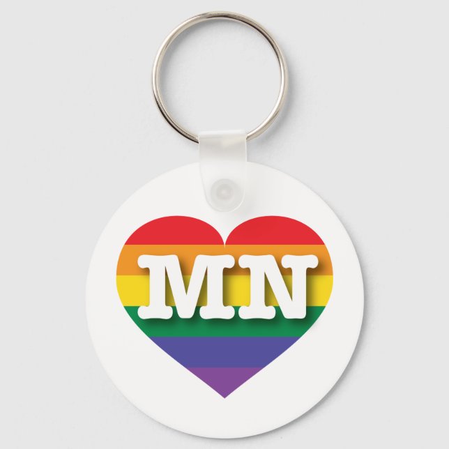 I Love Minnesota Rainbow Heart Keychain (Front)