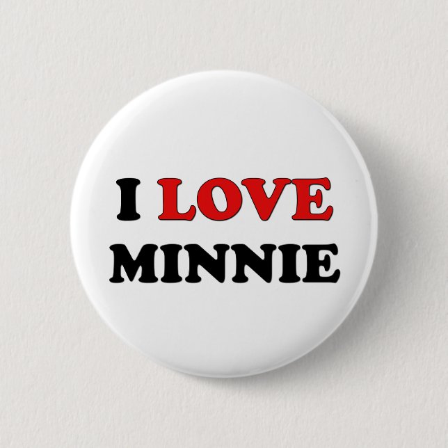 I Love Minnie Pinback Button (Front)
