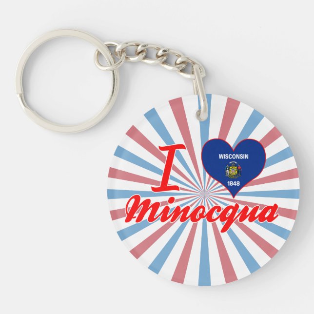 I Love Minocqua, Wisconsin Keychain (Front)