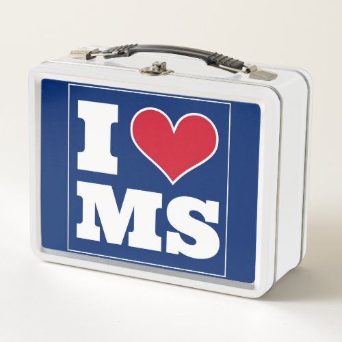 I Love Mississippi Blue Metal Lunch Box
