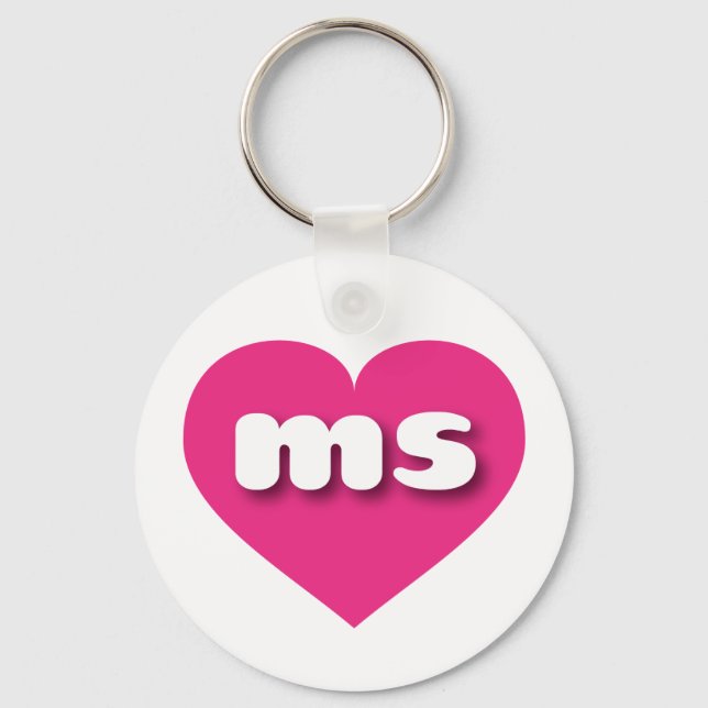 I love Mississippi - ms hot pink heart Keychain (Front)