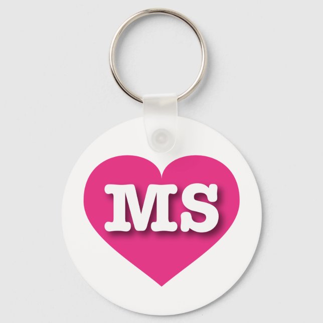 I love Mississippi - MS hot pink heart Keychain (Front)