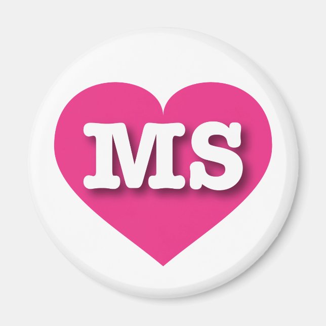 I love Mississippi - MS hot pink heart Magnet (Front)
