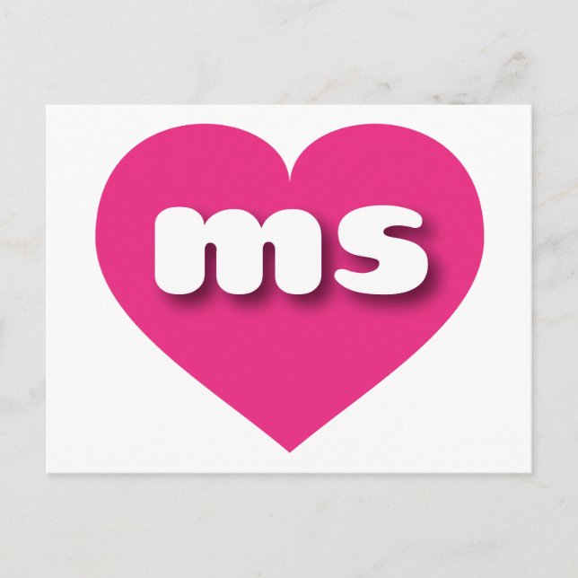 I love Mississippi - ms hot pink heart Postcard (Front)