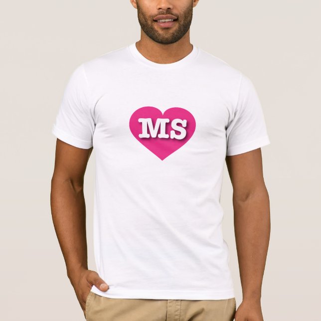 I love Mississippi - MS hot pink heart T-Shirt (Front)