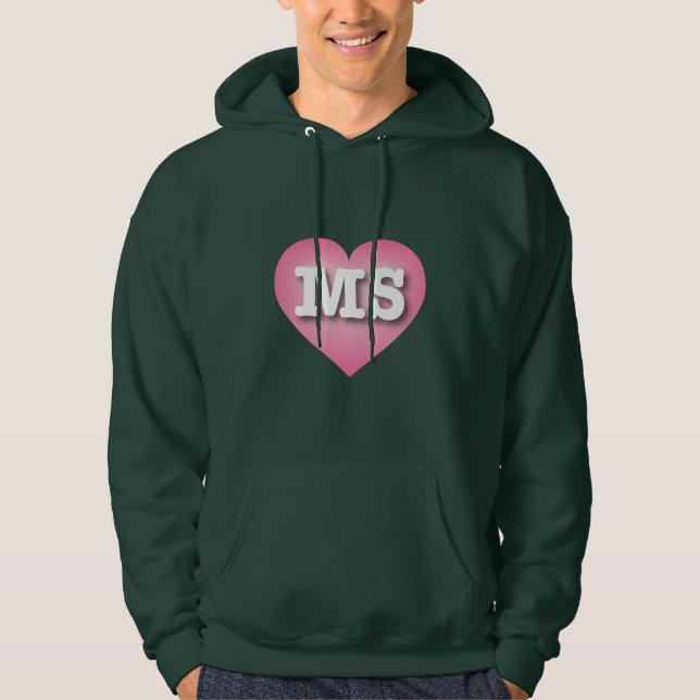 I love Mississippi - MS pink fade heart Hoodie (Front)
