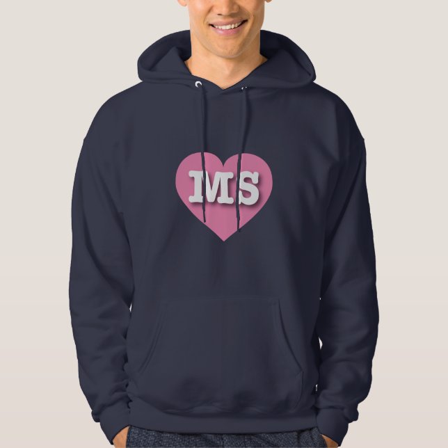 I love Mississippi - MS pink heart Hoodie (Front)