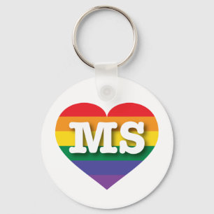 I Love Mississippi Rainbow Heart Keychain